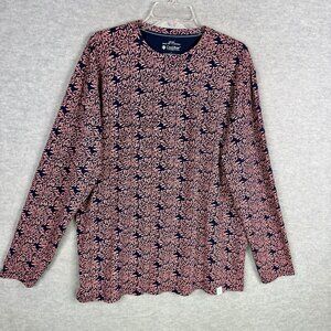 Coolibar Men's L Morada Everyday Long Sleeve T-Shirt Blue Pink Floral UPF 50+